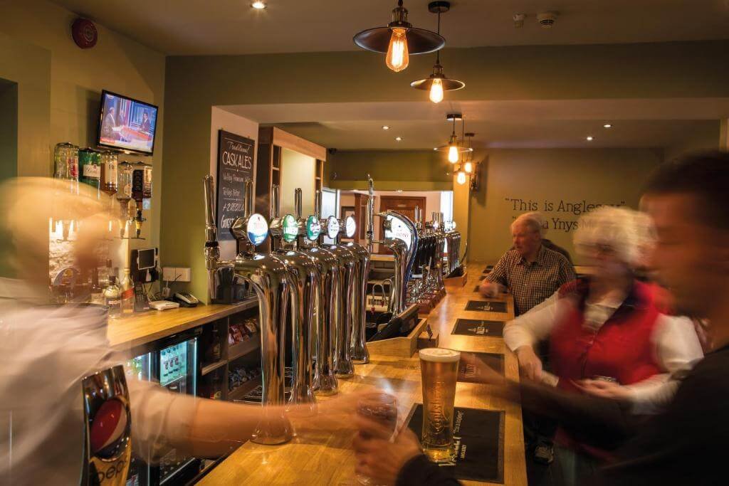 Lively evening atmosphere at the bar in Valley Hotel near Holyhead