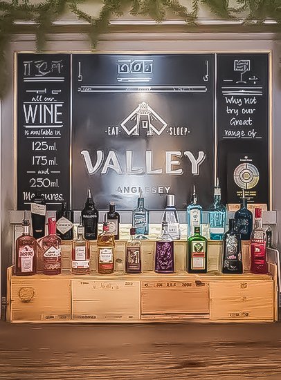 Bar drinks selection at Valley Hotel Anglesey restaurant and bar