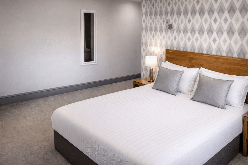 Modern double room at Valley Hotel Anglesey with king size bed