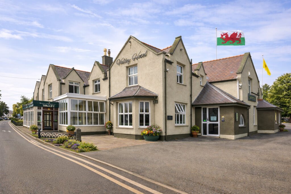 Exterior of Valley Hotel Anglesey located on London Road in Valley near Holyhead